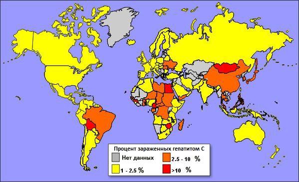 География распространения гепатита С